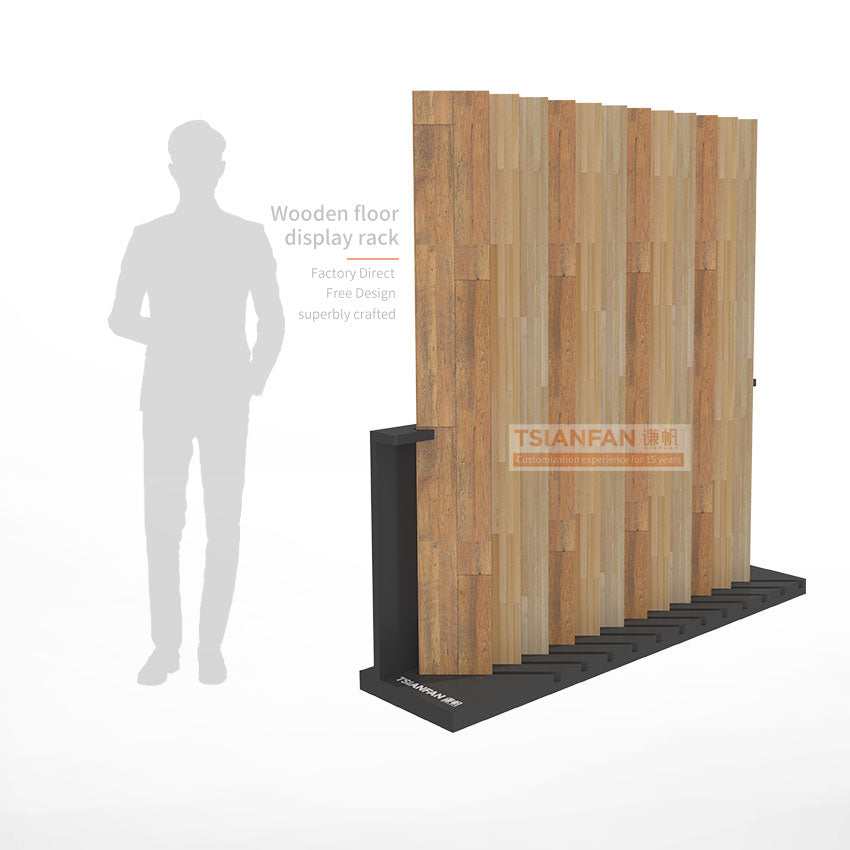 wooden plank display stand wood sample display solution-WE005