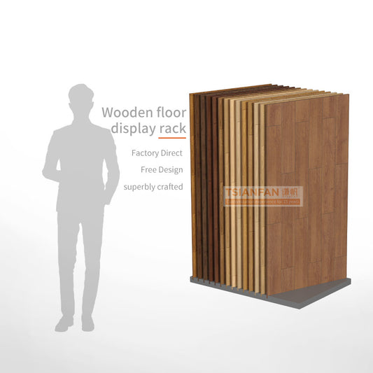 wooden floor display rack slotted display stand-WE051